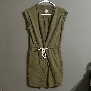 Sonoma Olive Green Button-Down Dress